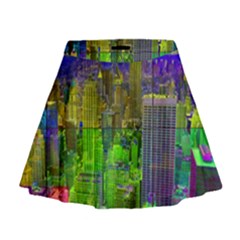 New York City Skyline Mini Flare Skirt