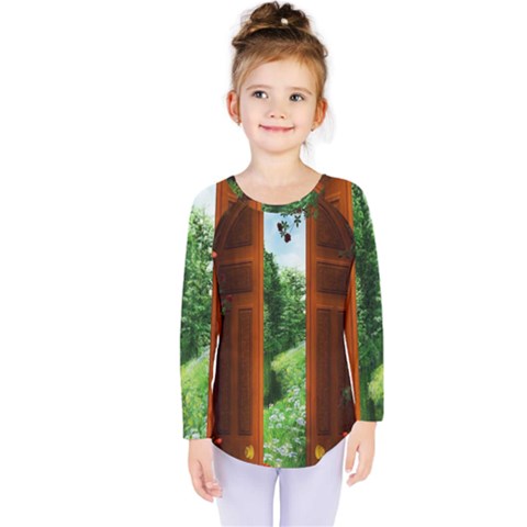 Beautiful World Entry Door Fantasy Kids  Long Sleeve Tee by Amaryn4rt