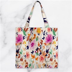 Vector Floral Art Zipper Grocery Tote Bag by Amaryn4rt