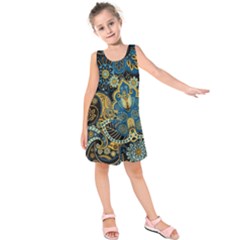 Retro Ethnic Background Pattern Vector Kids  Sleeveless Dress by Amaryn4rt