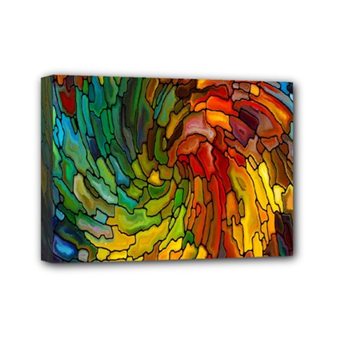 Stained Glass Patterns Colorful Mini Canvas 7  X 5 