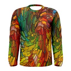 Stained Glass Patterns Colorful Men s Long Sleeve Tee by Amaryn4rt