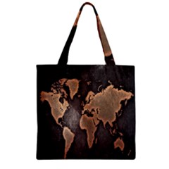 Grunge Map Of Earth Zipper Grocery Tote Bag