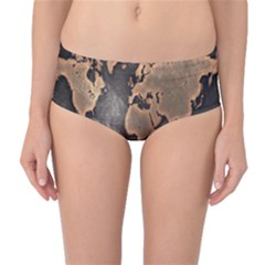 Grunge Map Of Earth Mid-waist Bikini Bottoms