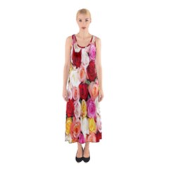 Rose Color Beautiful Flowers Sleeveless Maxi Dress by Amaryn4rt