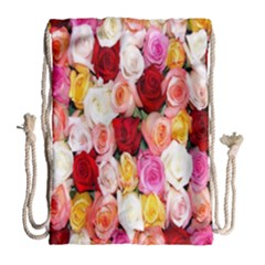 Rose Color Beautiful Flowers Drawstring Bag (large) by Amaryn4rt