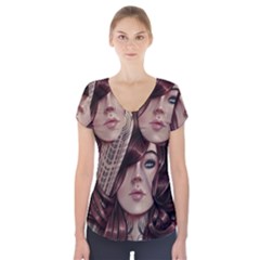 Beautiful Women Fantasy Art Short Sleeve Front Detail Top by Amaryn4rt