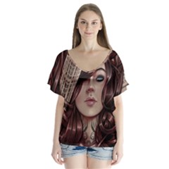 Beautiful Women Fantasy Art Flutter Sleeve Top