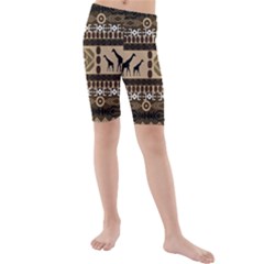 African Vector Patterns  Kids  Mid Length Swim Shorts