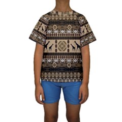 African Vector Patterns  Kids  Short Sleeve Swimwear