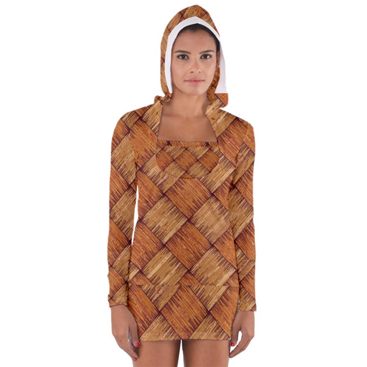 Vector Square Texture Pattern Women s Long Sleeve Hooded T-shirt