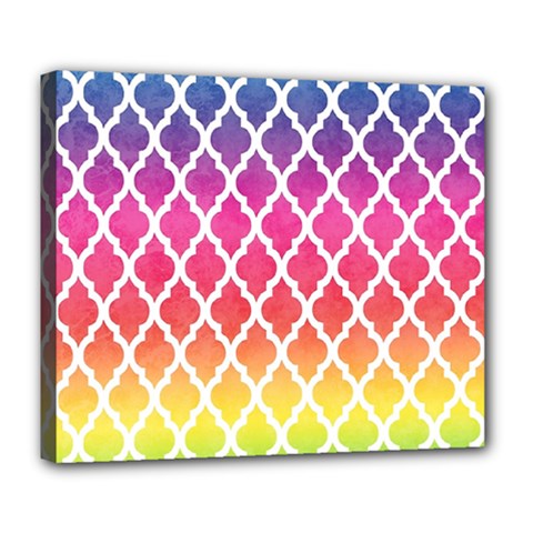 Colorful Rainbow Moroccan Pattern Deluxe Canvas 24  X 20  