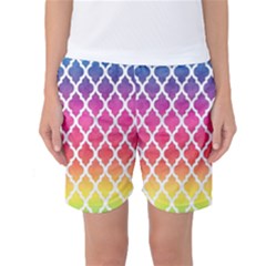 Colorful Rainbow Moroccan Pattern Women s Basketball Shorts