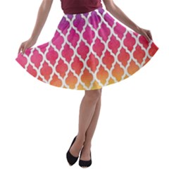 Colorful Rainbow Moroccan Pattern A-line Skater Skirt by Amaryn4rt