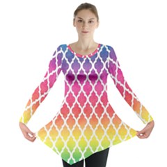 Colorful Rainbow Moroccan Pattern Long Sleeve Tunic 