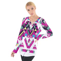 Geometric Play Women s Tie Up Tee