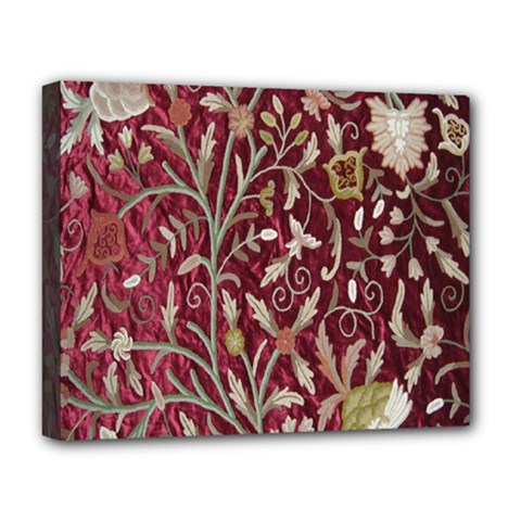 Crewel Fabric Tree Of Life Maroon Deluxe Canvas 20  X 16  