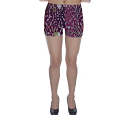 Crewel Fabric Tree Of Life Maroon Skinny Shorts by Amaryn4rt