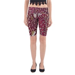 Crewel Fabric Tree Of Life Maroon Yoga Cropped Leggings