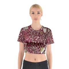 Crewel Fabric Tree Of Life Maroon Cotton Crop Top by Amaryn4rt