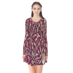 Crewel Fabric Tree Of Life Maroon Flare Dress