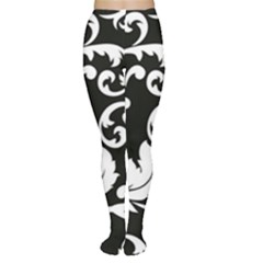 Vector Classical Traditional Black And White Floral Patterns Women s Tights