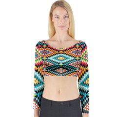 African Tribal Patterns Long Sleeve Crop Top