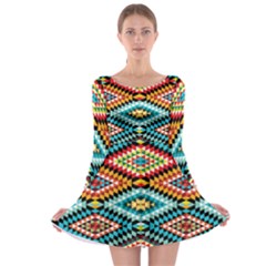 African Tribal Patterns Long Sleeve Skater Dress by Amaryn4rt