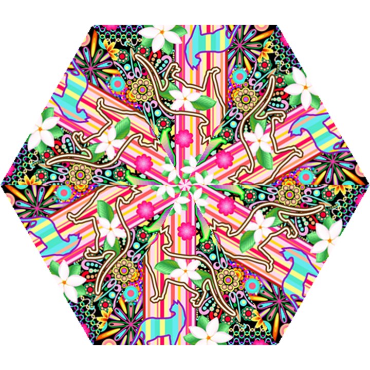 Mandalas, Cats and Flowers Fantasy Digital Patchwork Mini Folding Umbrellas