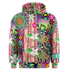 Mandalas, Cats And Flowers Fantasy Digital Patchwork Men s Zipper Hoodie by BluedarkArt