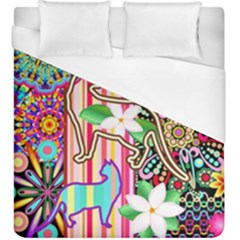 Mandalas, Cats And Flowers Fantasy Digital Patchwork Duvet Cover (king Size)