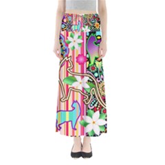 Mandalas, Cats And Flowers Fantasy Digital Patchwork Maxi Skirts by BluedarkArt