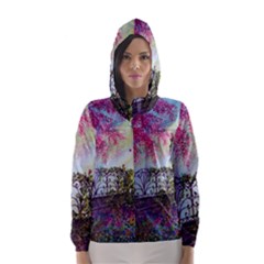 Bench In Spring Forest Hooded Wind Breaker (women) by Amaryn4rt