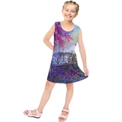 Bench In Spring Forest Kids  Tunic Dress