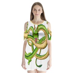 Dragon Snake Shoulder Cutout Velvet  One Piece