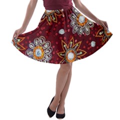 India Traditional Fabric A-line Skater Skirt