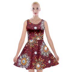 India Traditional Fabric Velvet Skater Dress