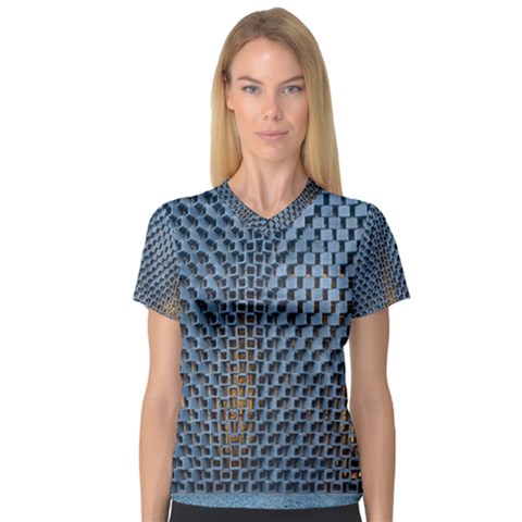 Parametric Wall Pattern Women s V-neck Sport Mesh Tee by Amaryn4rt