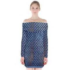 Parametric Wall Pattern Long Sleeve Off Shoulder Dress