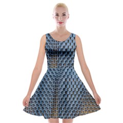 Parametric Wall Pattern Velvet Skater Dress