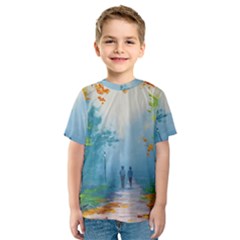 Park Nature Painting Kids  Sport Mesh Tee