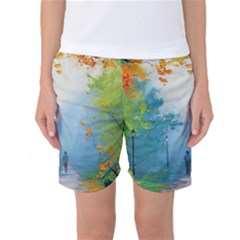 Park Nature Painting Women s Basketball Shorts by Amaryn4rt