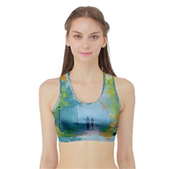 Park Nature Painting Sports Bra With Border