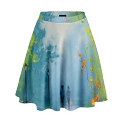 Park Nature Painting High Waist Skirt