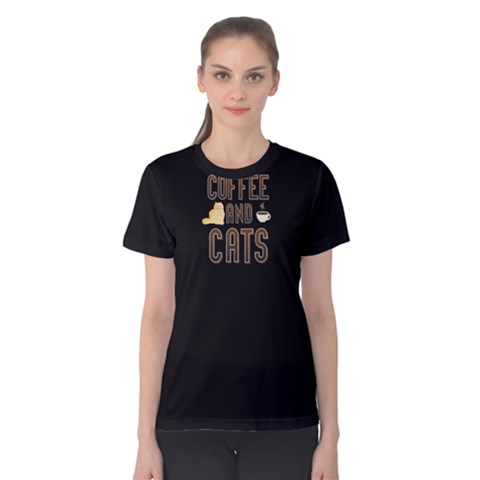 Black Coffee And Cats Women s Cotton Tee by FunnySaying