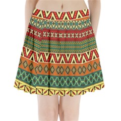 Mexican Folk Art Patterns Pleated Mini Skirt