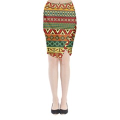 Mexican Folk Art Patterns Midi Wrap Pencil Skirt