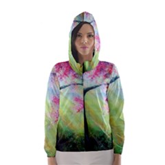 Forests Stunning Glimmer Paintings Sunlight Blooms Plants Love Seasons Traditional Art Flowers Sunsh Hooded Wind Breaker (women) by Amaryn4rt