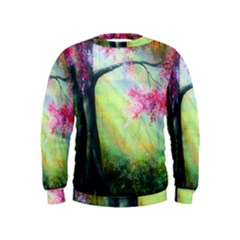 Forests Stunning Glimmer Paintings Sunlight Blooms Plants Love Seasons Traditional Art Flowers Sunsh Kids  Sweatshirt by Amaryn4rt