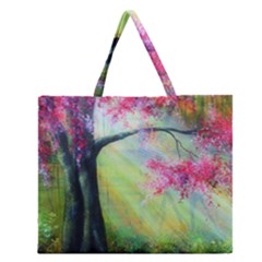 Forests Stunning Glimmer Paintings Sunlight Blooms Plants Love Seasons Traditional Art Flowers Sunsh Zipper Large Tote Bag